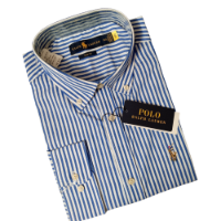 Ralph Lauren shirt Slim-fit long-sleeve (blue and white striped )
