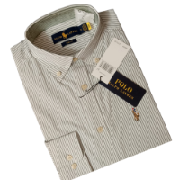 Polo Ralph Lauren slim fit Cotton shirt  (dark green / white stripe)
