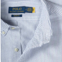 Polo Ralph Lauren icon logo custom fit stripe oxford shirt in light blue/white (Authantic)